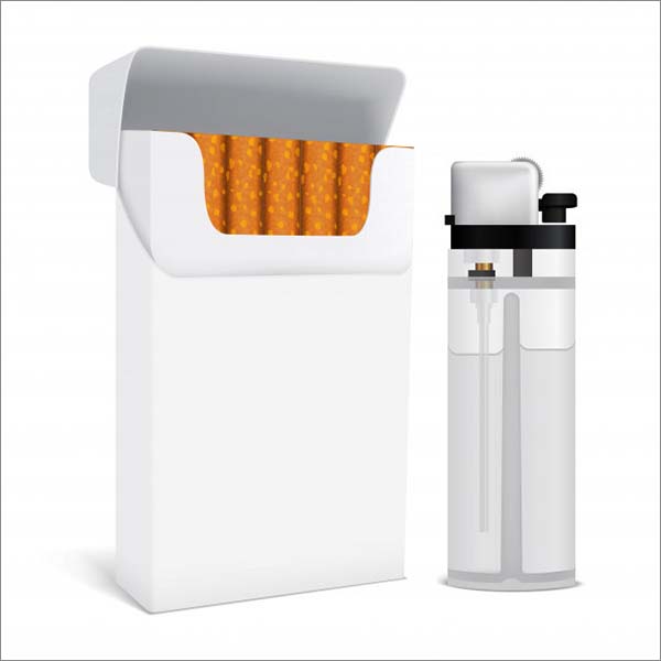 Cigarettes Pack and Lighter Set Free Vector