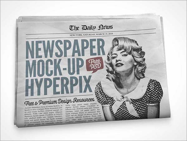 Free Front Page Newspaper Cover PSD Mockup
