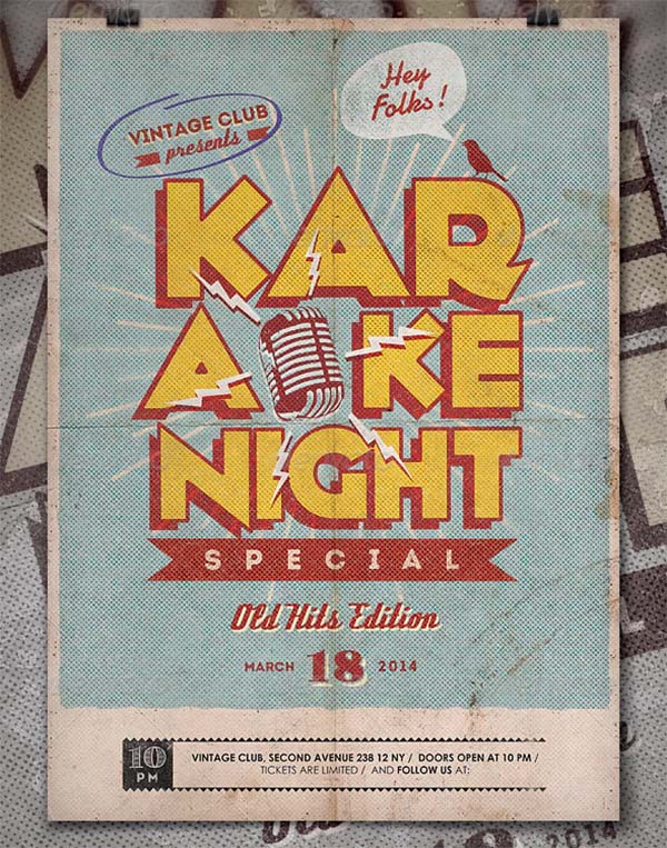 Karaoke Vintage Poster and Flyer