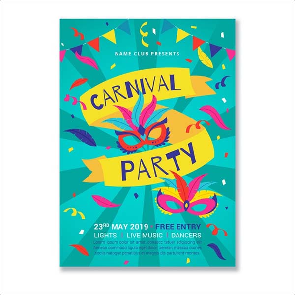 Colorful Carnival Party Poster Free Vector