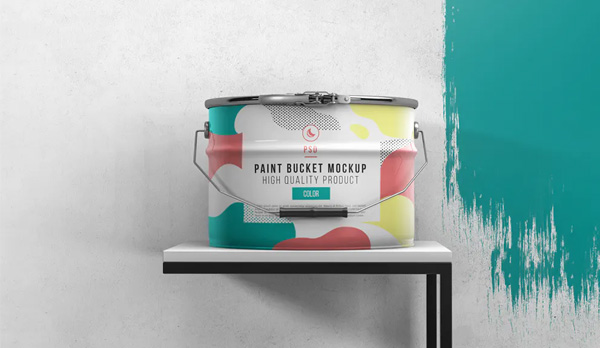 Free Paint Bucket Mockup Template